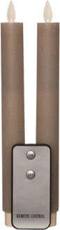 Anna's Collection Anna Collection LED dinerkaarsen - 2x - taupe kleur - 23 cm
