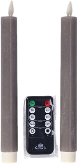 Anna's Collection Anna Collection LED dinerkaarsen - 2x - taupe kleur - 23 cm