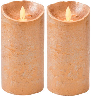 Anna's Collection Anna Collection - LED kaars/stompkaars - 2x st - koper - 15 cm - bewegende vlam