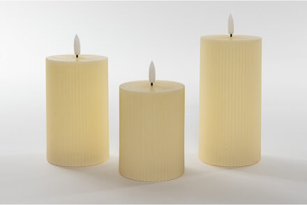 Anna's Collection Anna Collection LED kaarsen set - 3x stuks - ivoor wit - ribbel