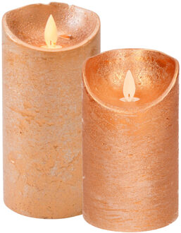 Anna's Collection Anna Collection - LED kaarsen/stompkaarsen - 2x st - koper - 12,5 en 15cm