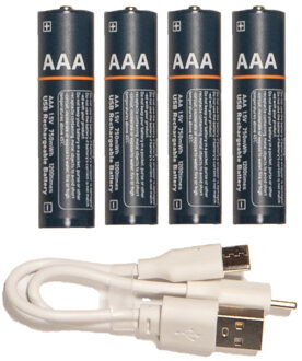 Anna's Collection Anna Collection oplAAAdbare batterijen - AAA - 4x stuks - met USB kabel