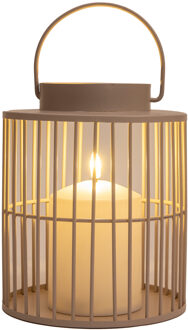 Anna's Collection Anna Collection Windlicht/kaarsenhouder buiten lantaarn - beige/zand - 15 x 18 cm - metaal - Incl. LED kaars