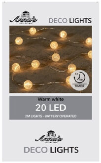 Anna's Collection Anna's Collection?LED Lichtslinger/lichtsnoer - 20 led bolletjes - 200 cm - warm wit - batterijen