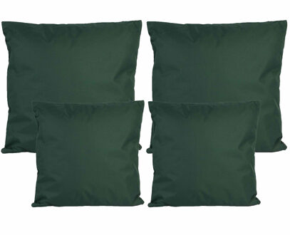 Anna's Collection Bank/tuin kussens set - binnen/buiten - 4x stuks - donkergroen - In 2 formaten