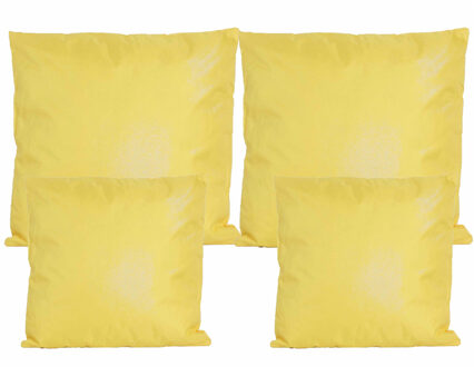 Anna's Collection Bank/tuin kussens set - binnen/buiten - 4x stuks - geel - In 2 formaten