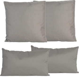 Anna's Collection Bank/tuin kussens set - binnen/buiten - 4x stuks - grijs - In 2 formaten laag/hoog
