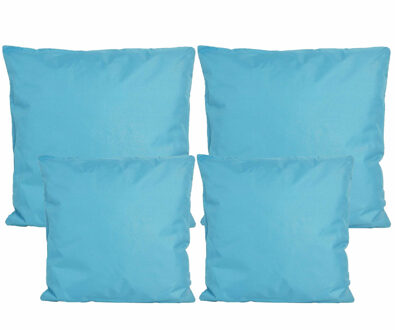 Anna's Collection Bank/tuin kussens set - binnen/buiten - 4x stuks - lichtblauw - In 2 formaten - Sierkussens