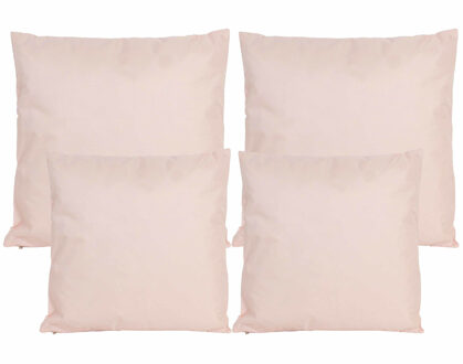 Anna's Collection Bank/tuin kussens set - binnen/buiten - 4x stuks - lichtroze - In 2 formaten