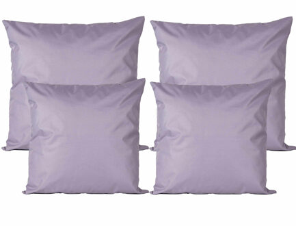 Anna's Collection Bank/tuin kussens set - binnen/buiten - 4x stuks - lila paars - In 2 formaten
