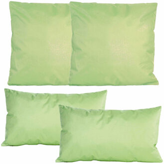 Anna's Collection Bank/tuin kussens set - binnen/buiten - 4x stuks - mintgroen - In 2 formaten laag/hoog