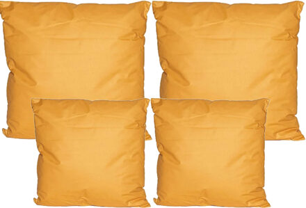 Anna's Collection Bank/tuin kussens set - binnen/buiten - 4x stuks - okergeel - In 2 formaten - Sierkussens