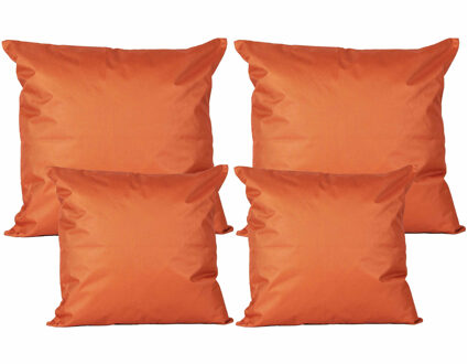 Anna's Collection Bank/tuin kussens set - binnen/buiten - 4x stuks - oranje - In 2 formaten