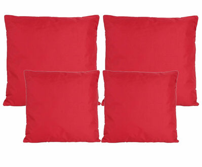 Anna's Collection Bank/tuin kussens set - binnen/buiten - 4x stuks - rood - In 2 formaten