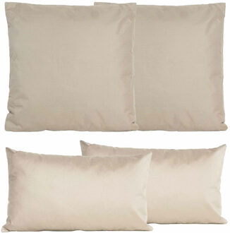 Anna's Collection Bank/tuin kussens set - binnen/buiten - 4x stuks - taupe/beige - In 2 formaten laag/hoog