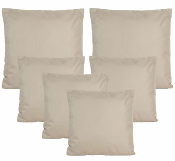 Anna's Collection Bank/tuin kussens set - binnen/buiten - 6x stuks - beige/taupe - In 2 formaten