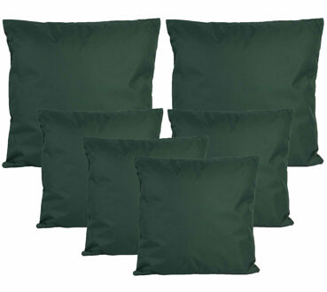 Anna's Collection Bank/tuin kussens set - binnen/buiten - 6x stuks - donkergroen - In 2 formaten