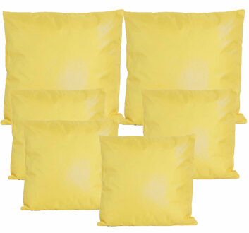 Anna's Collection Bank/tuin kussens set - binnen/buiten - 6x stuks - geel - In 2 formaten