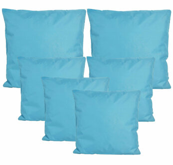 Anna's Collection Bank/tuin kussens set - binnen/buiten - 6x stuks - lichtblauw - In 2 formaten - Sierkussens