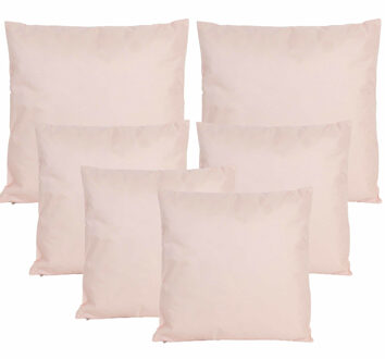 Anna's Collection Bank/tuin kussens set - binnen/buiten - 6x stuks - lichtroze - In 2 formaten
