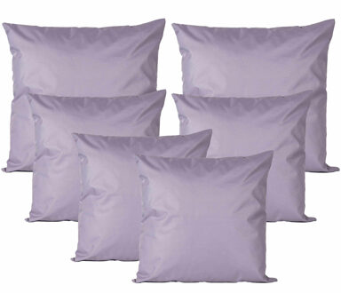 Anna's Collection Bank/tuin kussens set - binnen/buiten - 6x stuks - lila paars - In 2 formaten