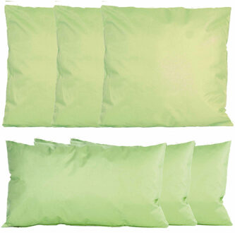 Anna's Collection Bank/tuin kussens set - binnen/buiten - 6x stuks - mintgroen - In 2 formaten laag/hoog
