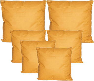 Anna's Collection Bank/tuin kussens set - binnen/buiten - 6x stuks - okergeel - In 2 formaten