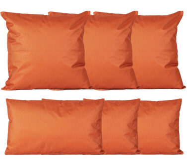 Anna's Collection Bank/tuin kussens set - binnen/buiten - 6x stuks -oranje - In 2 formaten laag/hoog