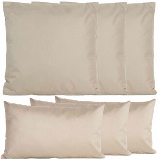 Anna's Collection Bank/tuin kussens set - binnen/buiten - 6x stuks - taupe/beige - In 2 formaten laag/hoog