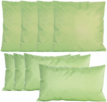 Anna's Collection Bank/tuin kussens set - binnen/buiten - 8x stuks - mintgroen - In 2 formaten laag/hoog