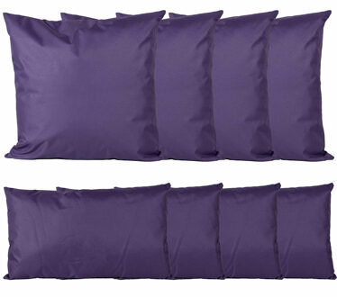 Anna's Collection Bank/tuin kussens set - binnen/buiten - 8x stuks -paars - In 2 formaten laag/hoog