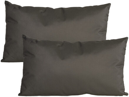 Anna's Collection Buiten of tuin sier kussens - 2x - antraciet - 30 x 50 cm - binnen/buiten