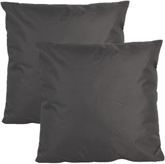 Anna's Collection Buiten of tuin sier kussens - 2x - antraciet - 45 x 45 cm - binnen/buiten - tuinbank