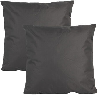 Anna's Collection Buiten of tuin sier kussens - 2x - antraciet - 60 x 60 cm - binnen/buiten - tuinbank
