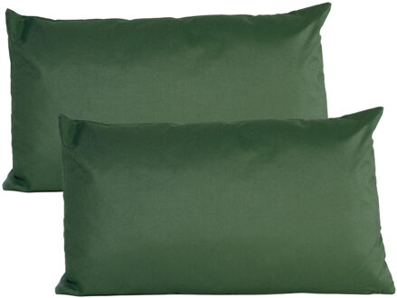 Anna's Collection Buiten of tuin sier kussens - 2x - donkergroen - 30 x 50 cm - binnen/buiten - tuinbank