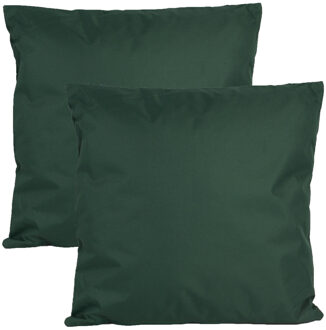Anna's Collection Buiten of tuin sier kussens - 2x - donkergroen - 45 x 45 cm - binnen/buiten - tuinbank
