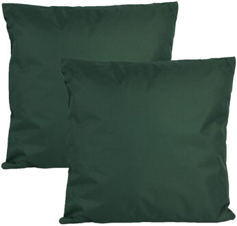 Anna's Collection Buiten of tuin sier kussens - 2x - donkergroen - 60 x 60 cm - binnen/buiten - tuinbank
