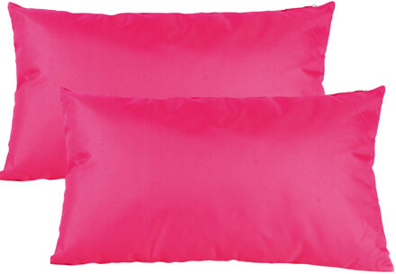 Anna's Collection Buiten of tuin sier kussens - 2x - fuchsia roze - 30 x 50 cm - binnen/buiten - tuinbank