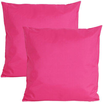 Anna's Collection Buiten of tuin sier kussens - 2x - fuchsia roze - 45 x 45 cm - binnen/buiten - tuinbank