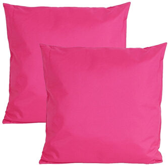 Anna's Collection Buiten of tuin sier kussens - 2x - fuchsia roze - 60 x 60 cm - binnen/buiten - tuinbank