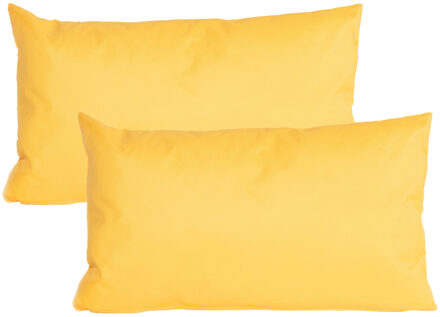 Anna's Collection Buiten of tuin sier kussens - 2x - geel - 30 x 50 cm - binnen/buiten