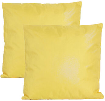 Anna's Collection Buiten of tuin sier kussens - 2x - geel - 45 x 45 cm - binnen/buiten - tuinbank