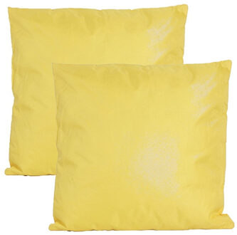 Anna's Collection Buiten of tuin sier kussens - 2x - geel - 60 x 60 cm - binnen/buiten - tuinbank