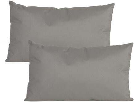 Anna's Collection Buiten of tuin sier kussens - 2x - grijs - 30 x 50 cm - binnen/buiten