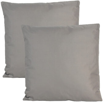 Anna's Collection Buiten of tuin sier kussens - 2x - grijs - 45 x 45 cm - binnen/buiten - tuinbank
