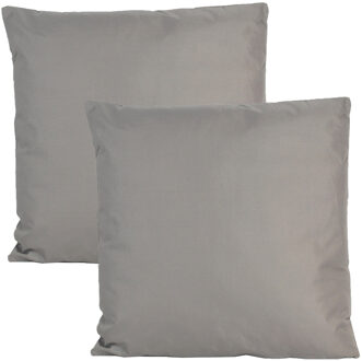 Anna's Collection Buiten of tuin sier kussens - 2x - grijs - 60 x 60 cm - binnen/buiten - tuinbank