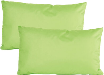 Anna's Collection Buiten of tuin sier kussens - 2x - groen - 30 x 50 cm - binnen/buiten