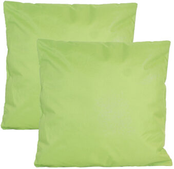 Anna's Collection Buiten of tuin sier kussens - 2x - groen - 45 x 45 cm - binnen/buiten - tuinbank