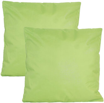 Anna's Collection Buiten of tuin sier kussens - 2x - groen - 60 x 60 cm - binnen/buiten - tuinbank
