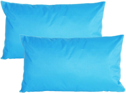 Anna's Collection Buiten of tuin sier kussens - 2x - lichtblauw - 30 x 50 cm - binnen/buiten